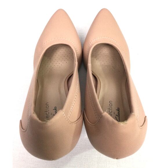 Collection by Clarks Vegan Leather Blush Pointed Toe Stacked Heel Pump 7.5M - Picture 8 of 13